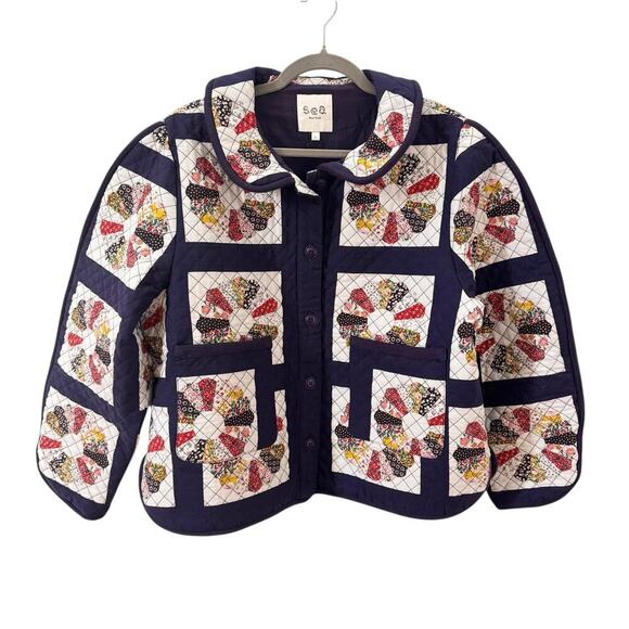 NWT Sea New York Pippin Quilted Floral Patchwork Cropped Jacket Size Large - Picture 4 of 14